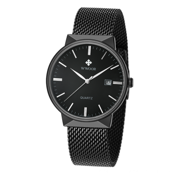 WWOOR 8826W Best Selling 3 Atm Waterproof Cheap quartz Black Watch For Men With Custom Logo